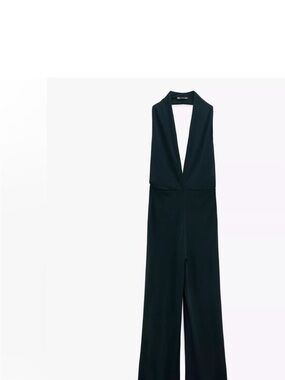 Zara Black Deep V Halter Jumpsuit
